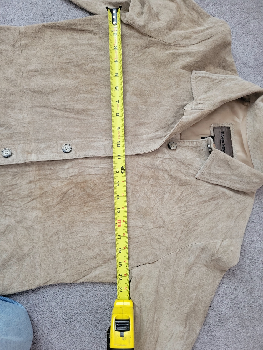 Brandon Thomas Tan Suede Leather Jacket Coat Button Up Shacket Women’s Size M - Picture 5 of 9
